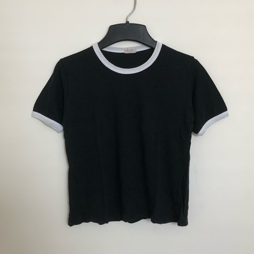 Brandy Melville Black Ringer Tee